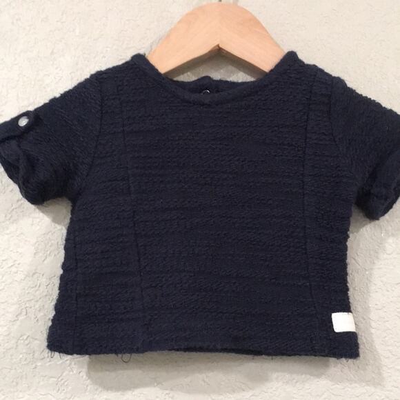 7 For All Mankind Baby 6-9M Shirt Navy Blue Sweater Top 100% Cotton Preppy Retro - Picture 1 of 8